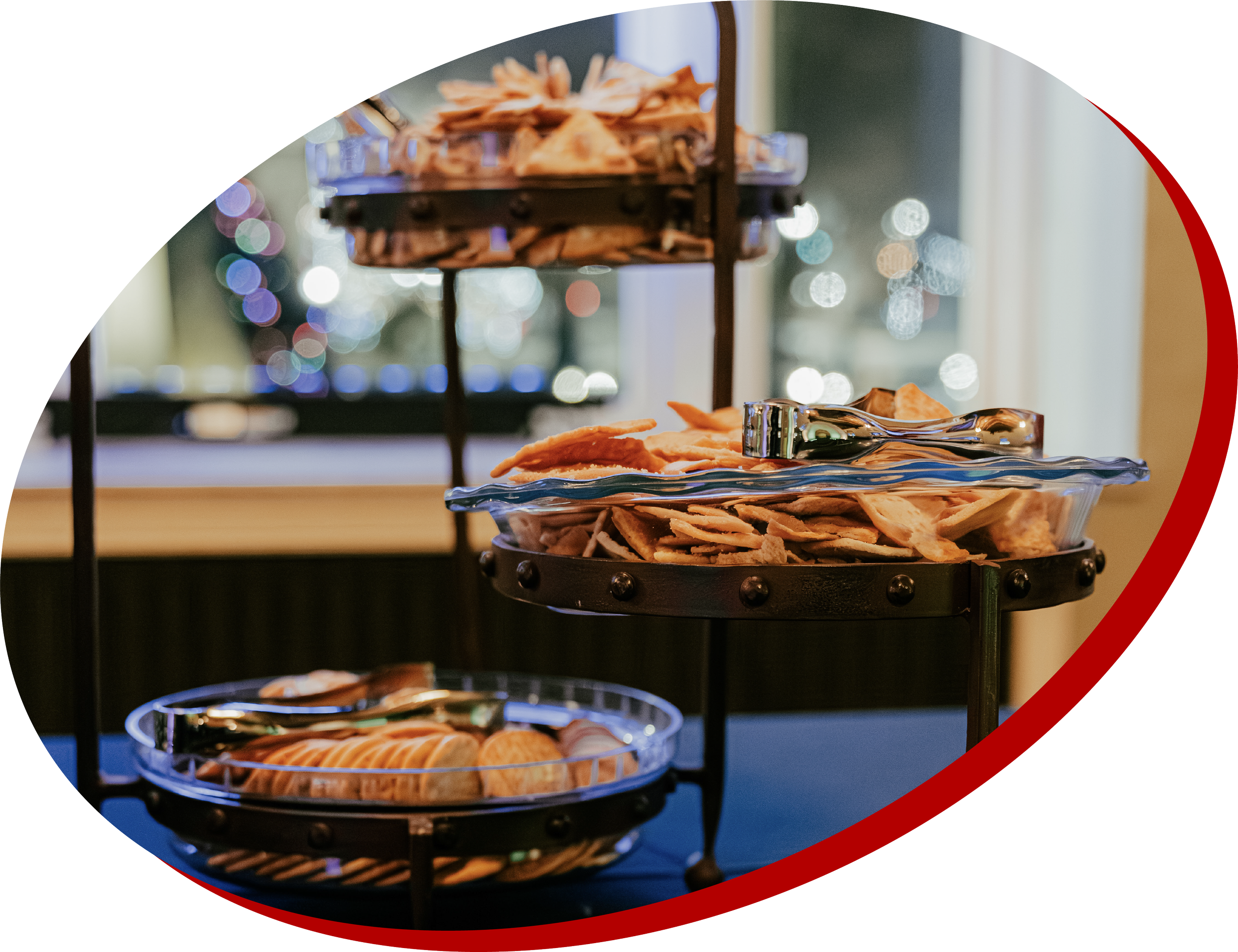 Catering tray with crackers