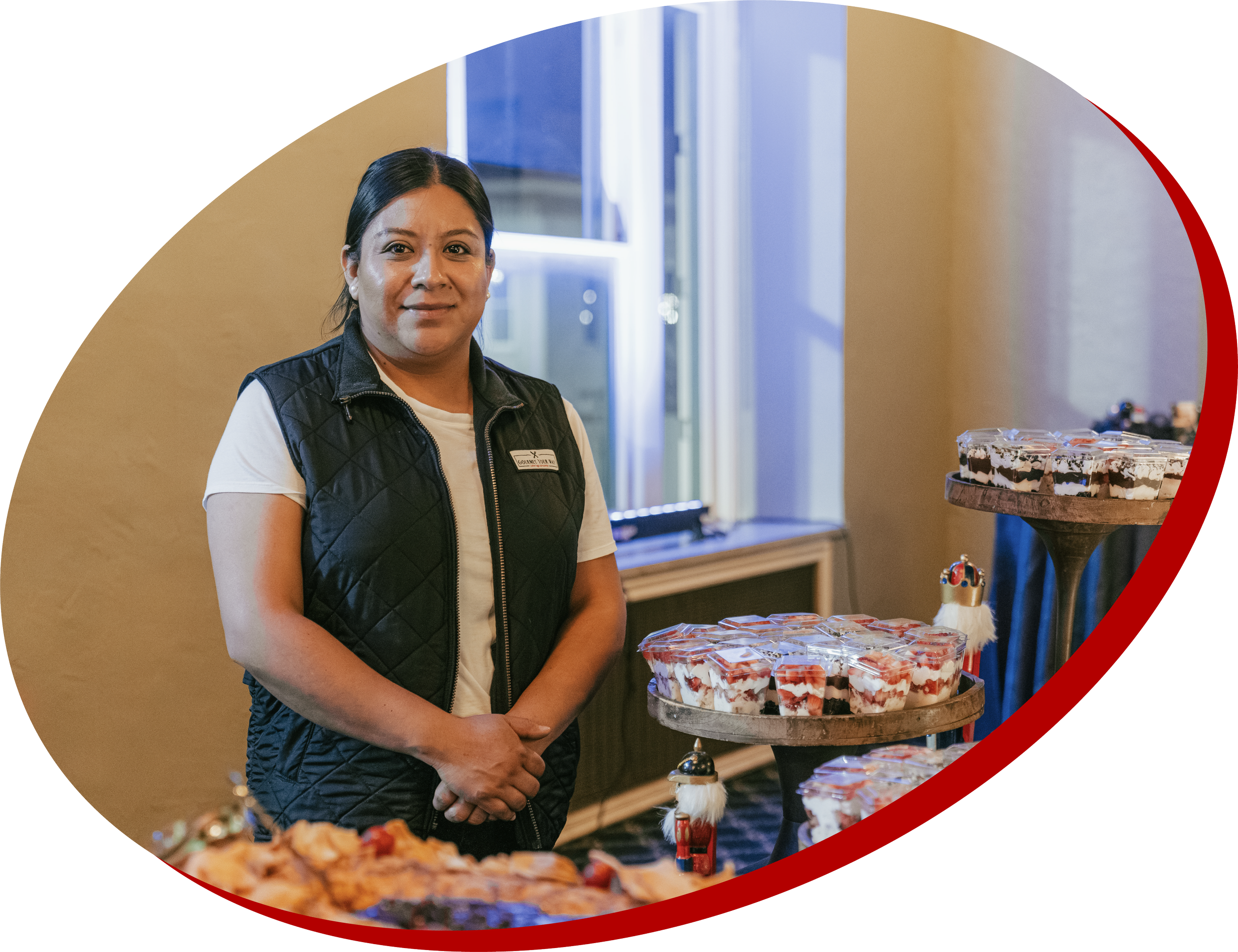 Gourmet Your Way employee working the catering line at a event