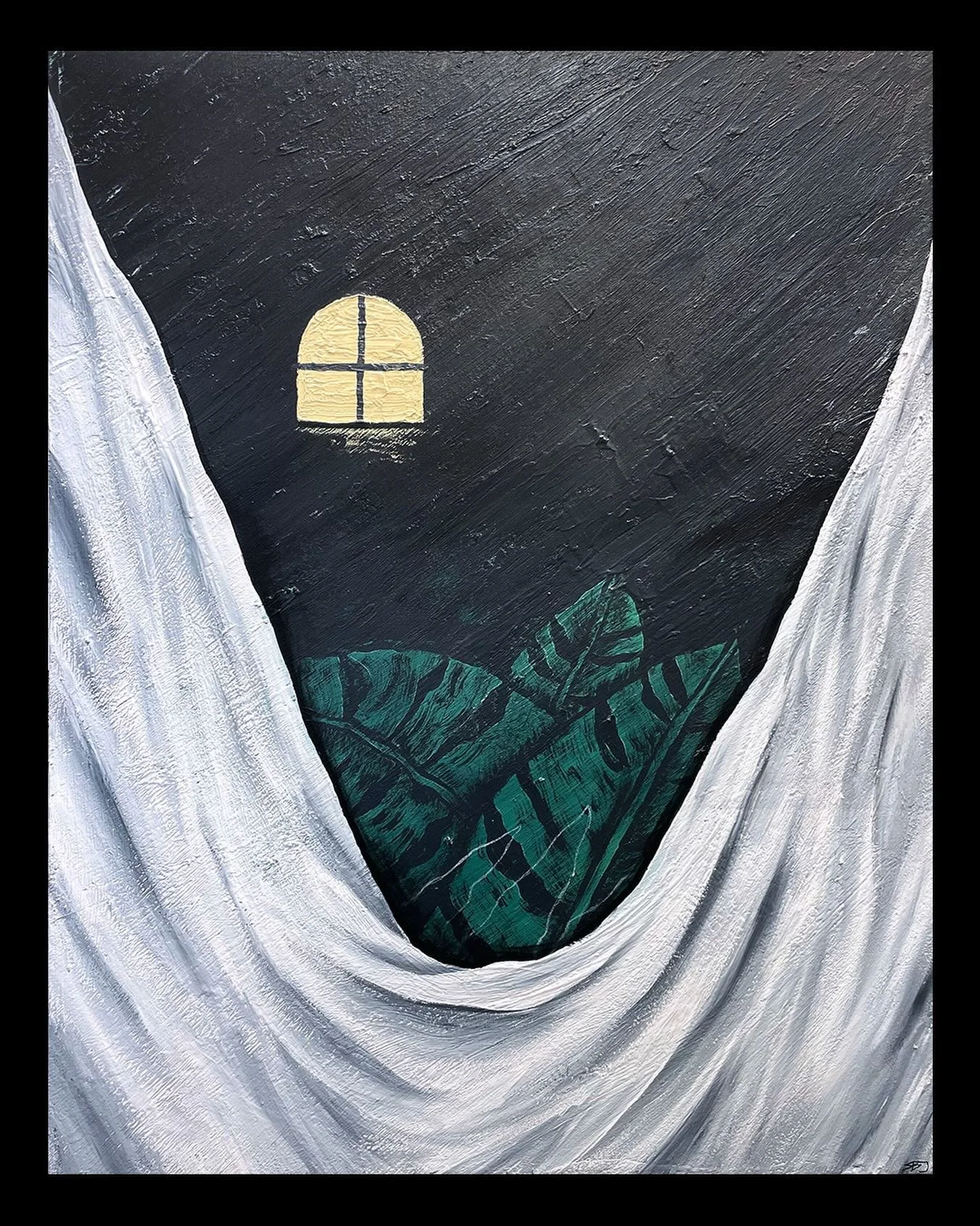 Nothing Stops the Sun from Rising
32&rdquo; x 24&rdquo;
Acrylic, oil pastel, &amp; white charcoal on wood panel
$1,500