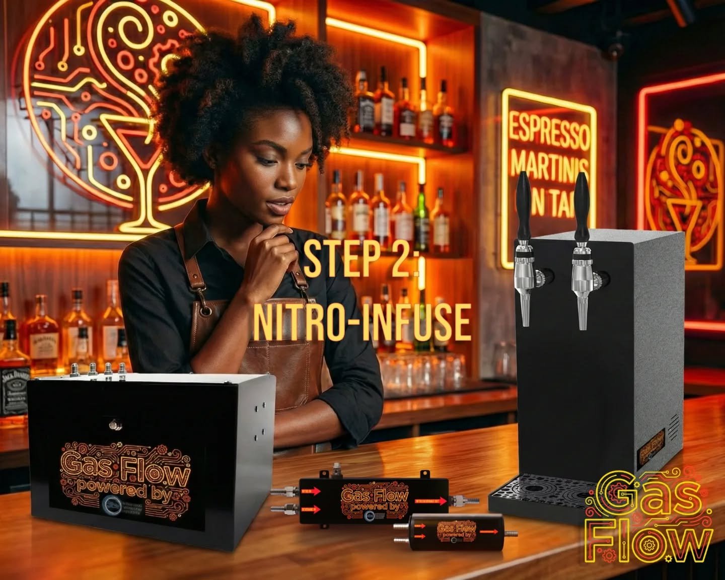 The @gasflow.online workflow is 3 simple steps:
STEP 2 | NITRO-INFUSE
On your complimentary consultation, we will select the nitro-infusion equipment that best suited your bar's unique workflow:
- Nitro Shaker: BIB Edition for Kegerators or Long Draw
