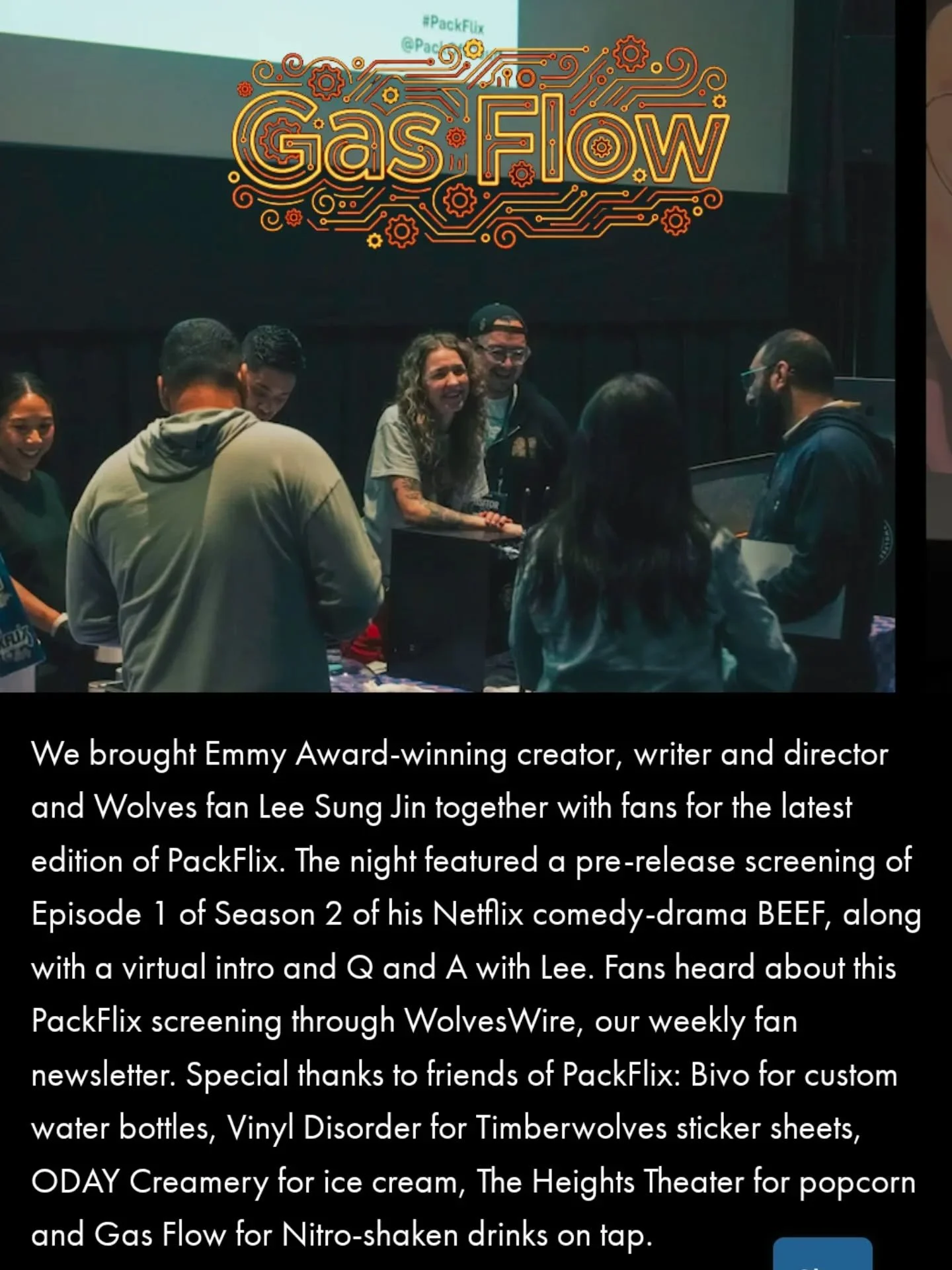 Gas Flow had the great pleasure of being invited to be a part of a special collaboration event hosted by the Minnesota @timberwolves and @netflix at their private theater in the Mayo Clinic building by the Target Center this past Monday.  We brought 