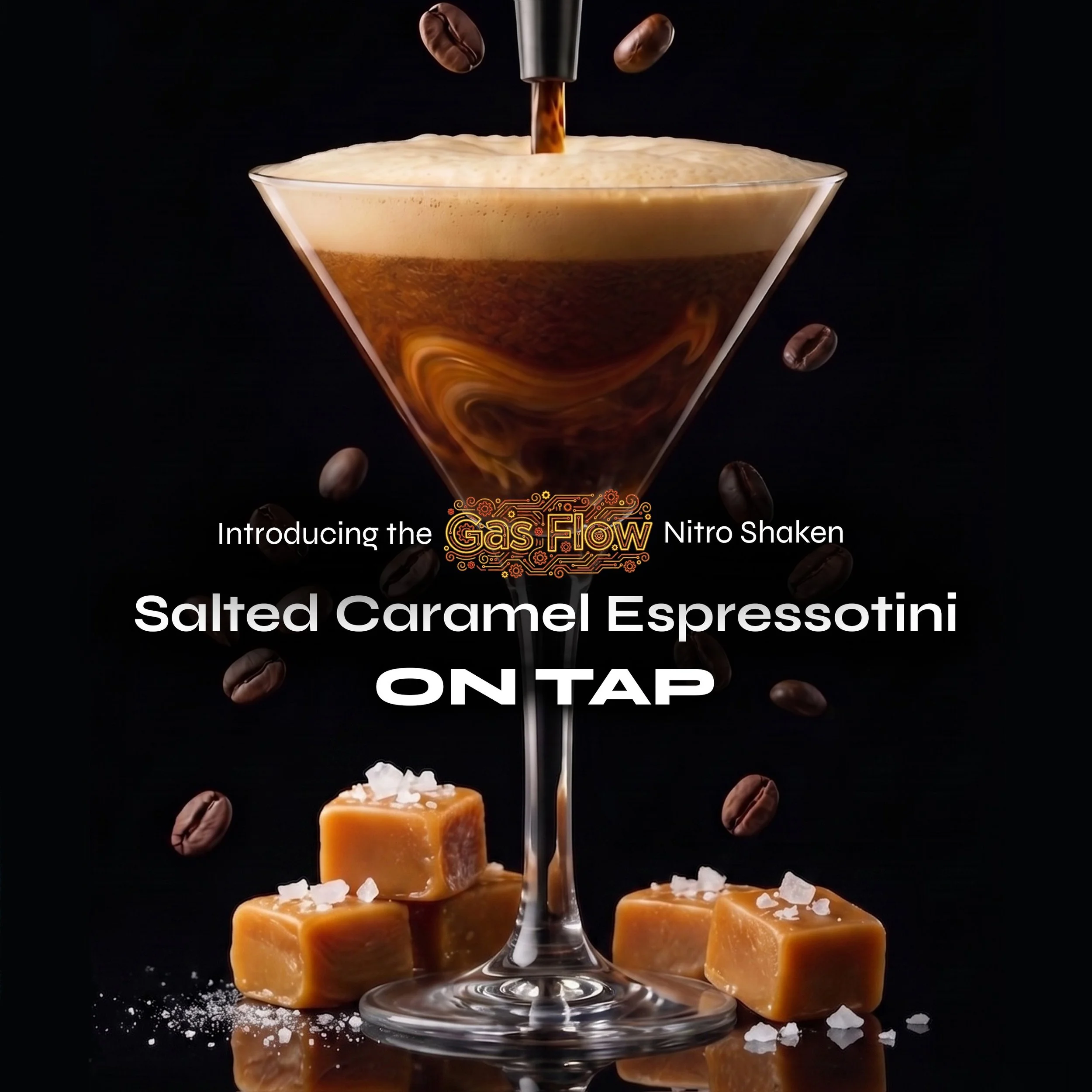 Some cocktails are an experience. This one is an obsession.
Meet the Gas Flow Nitro Shaken Salted Caramel Espressotini &mdash; a velvety, deep-roasted espresso base with ribbons of buttery caramel and just enough sea salt to make every sip dangerousl