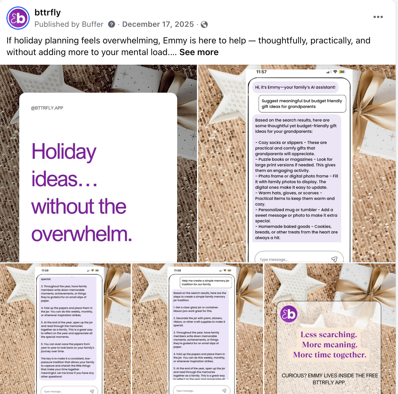 Holiday post of how Emmy, AI assistant helps families find solution