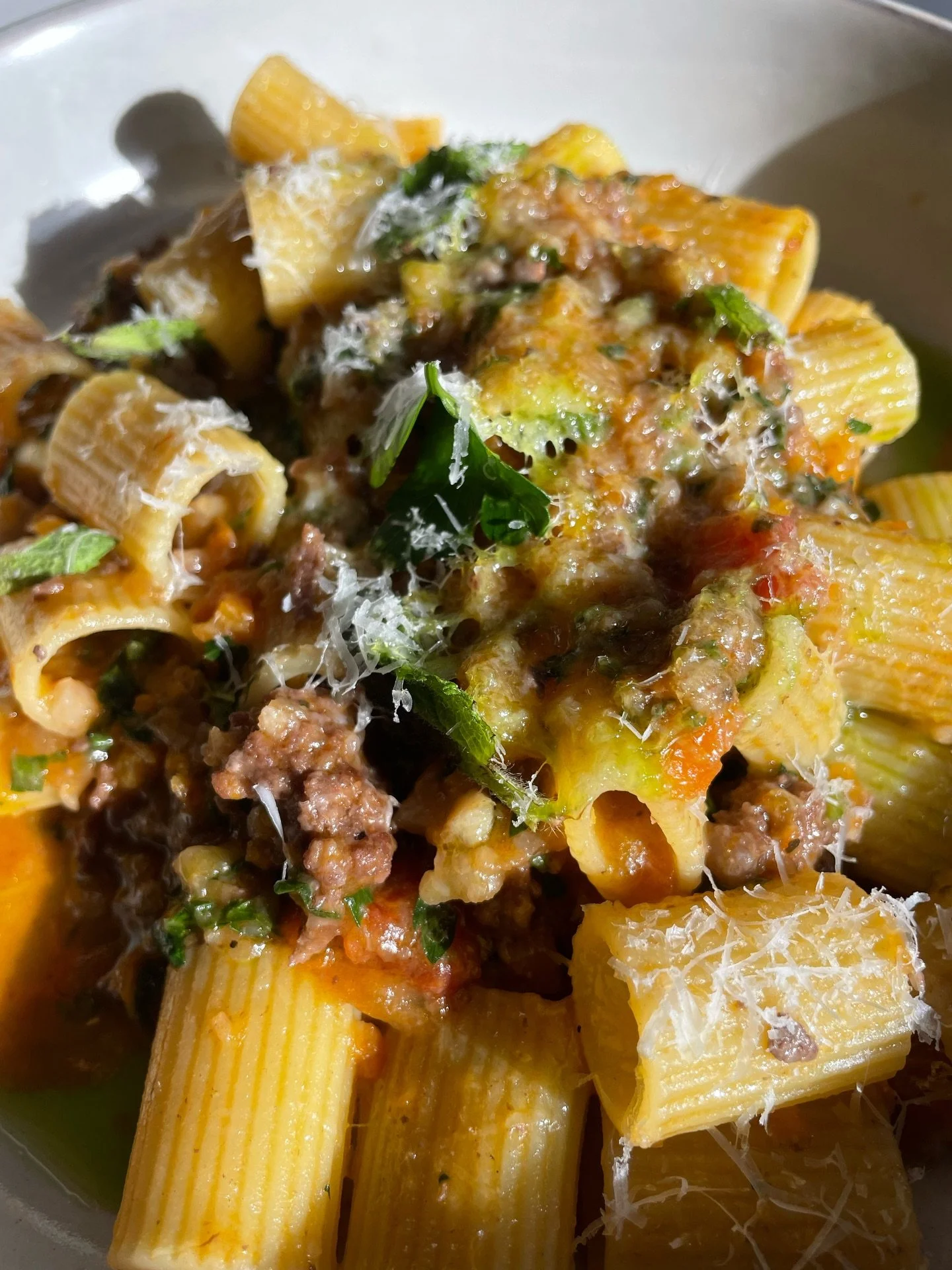 Rigatoni with goat rag&ugrave;, winter root vegetables, and graviera cheese. Come warm up to this special addition while you can, only at Stina!🔥

Stina is open Tuesday&ndash;Saturday, 12 PM&ndash;10 PM.
&bull;
#StinaPhilly #SouthPhillyEats #Mediter