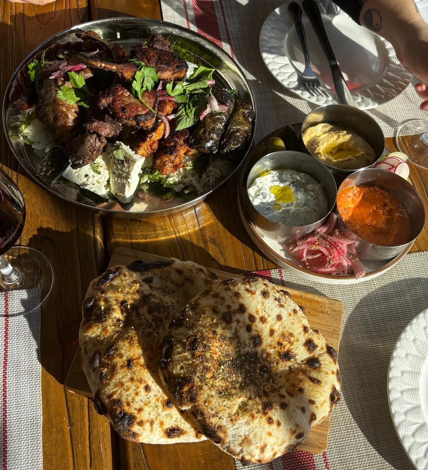 So excited to announce a new dining option at Stina!! You may have enjoyed our pikilia box for takeout, we are now offering a new version for dinner as a prefix. 

Taverna Style Pikilia, Offerings include, lamb chops, chicken souvlaki, filet mignon s