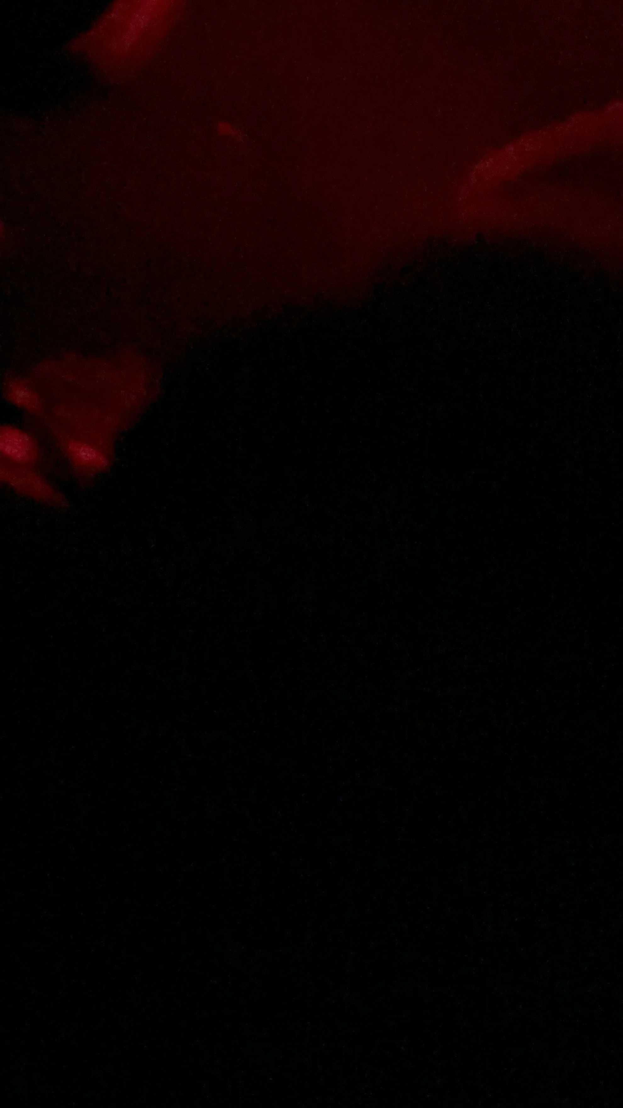Dark image with faint red and black areas, unclear subject.