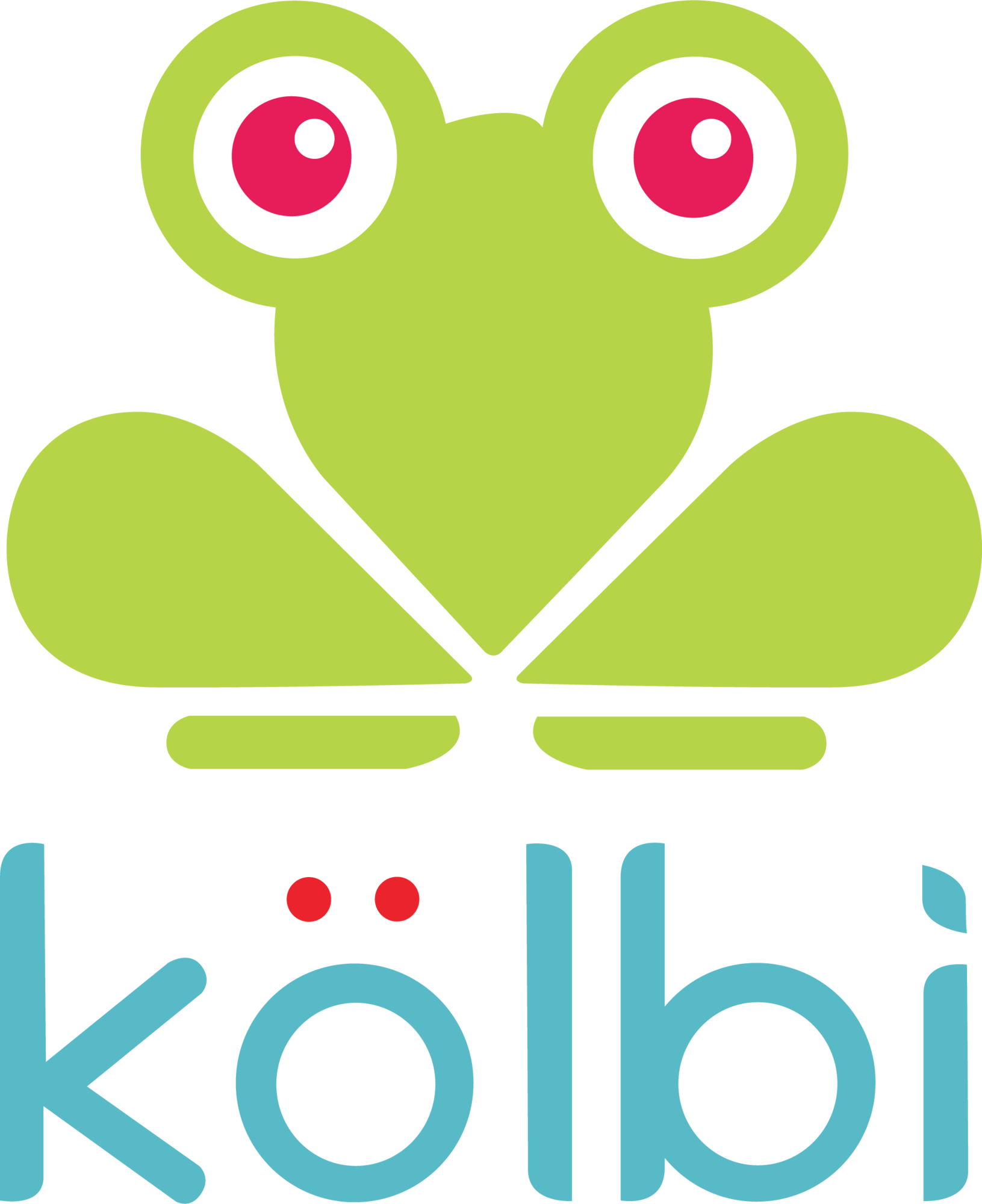logo infantil con un sapo verde con ojos grandes y la palabra "köbä" en letra azul debajo del sapo