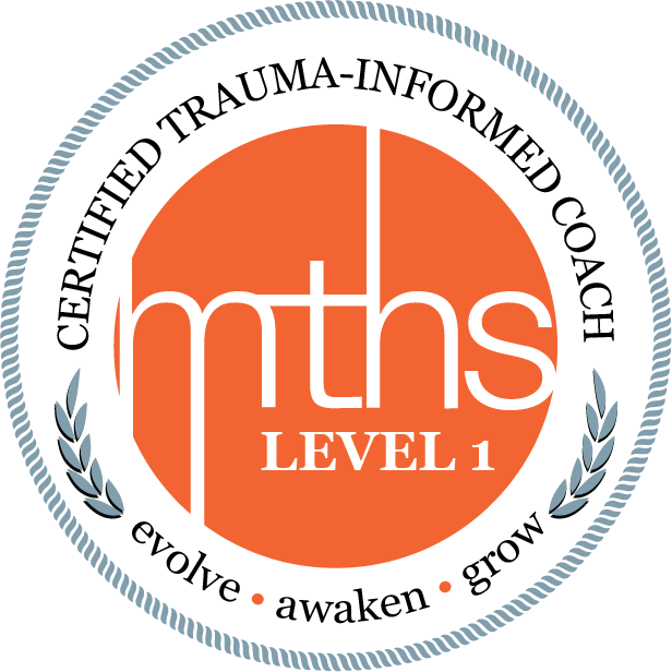 A circular logo with a black outer border, a blue rope-like inner border, and an orange circle in the center. The letters 'mths' are prominently displayed in black, with 'LEVEL 1' in white beneath them. Two blue laurel branches frame the sides of the orange circle.