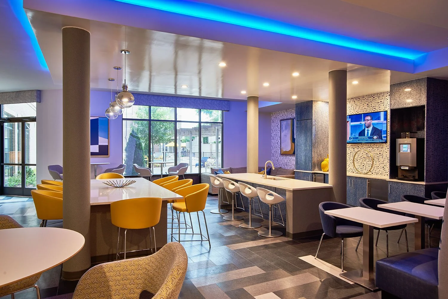  The project is anchored by an expansive 8,000 SF clubhouse—a masterfully programmed social hub designed for both high-energy interaction and quiet study. Beyond the interiors, the design flows into a spacious landscaped courtyard, saltwater pool, an