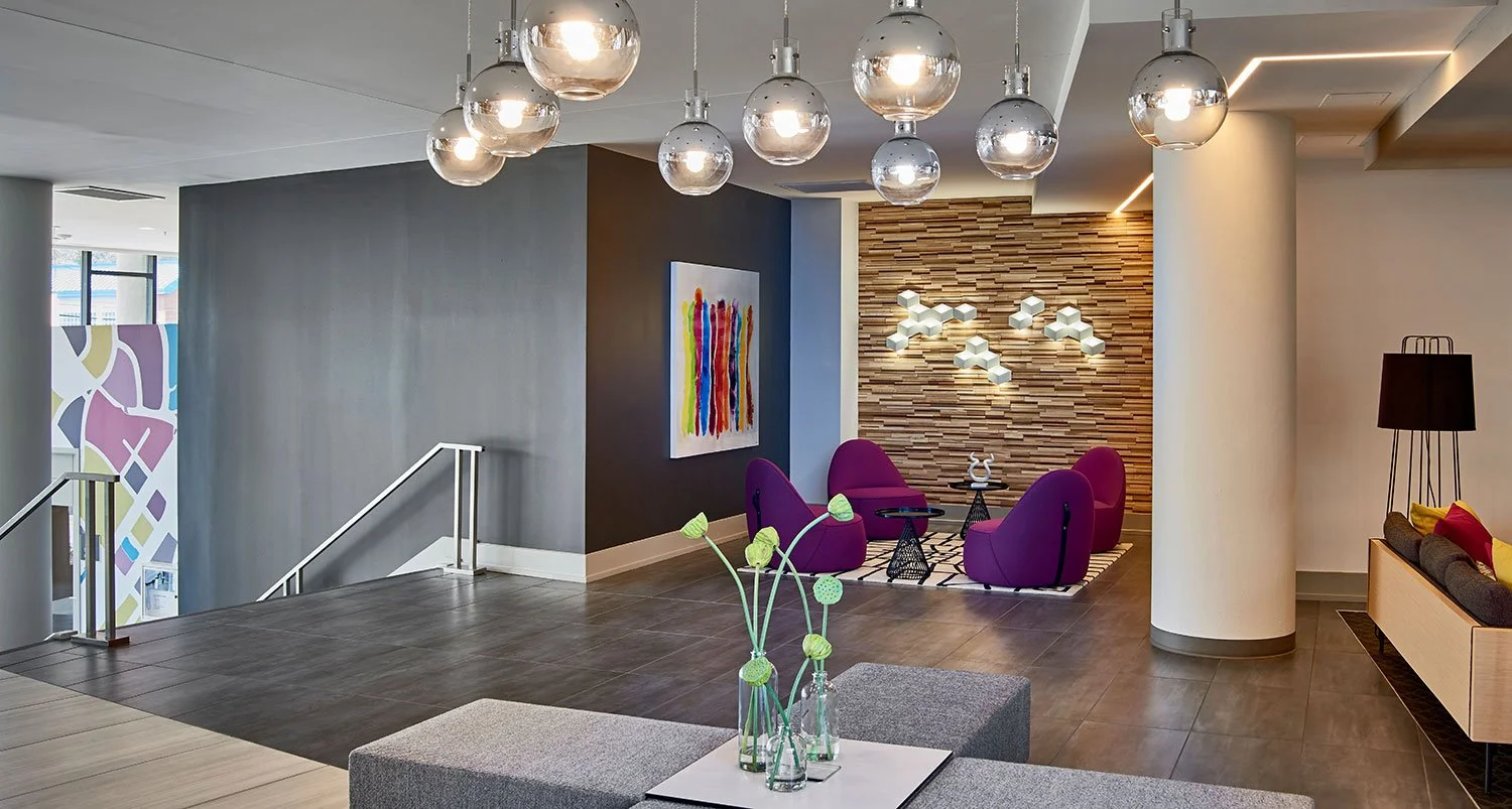Award-winning interior design for Selene at Southline in Charlotte’s South End. Focusing on high-impact leasing centers and social hubs that drive resident retention.