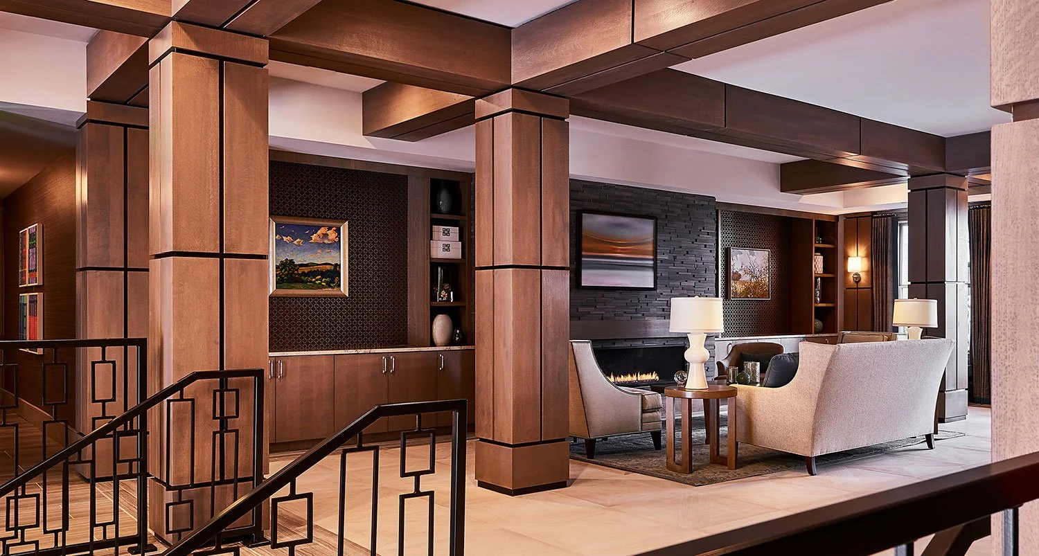 Strategic interior design for Camden Carolinian in Raleigh. Studio Schelfe enhanced the resident experience through sophisticated clubhouse amenities and luxury unit finishes.