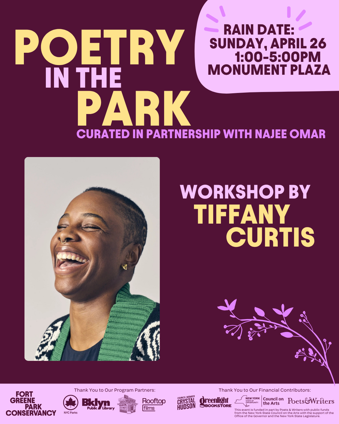 NEW RAIN DATE: Poetry in the Park 2026