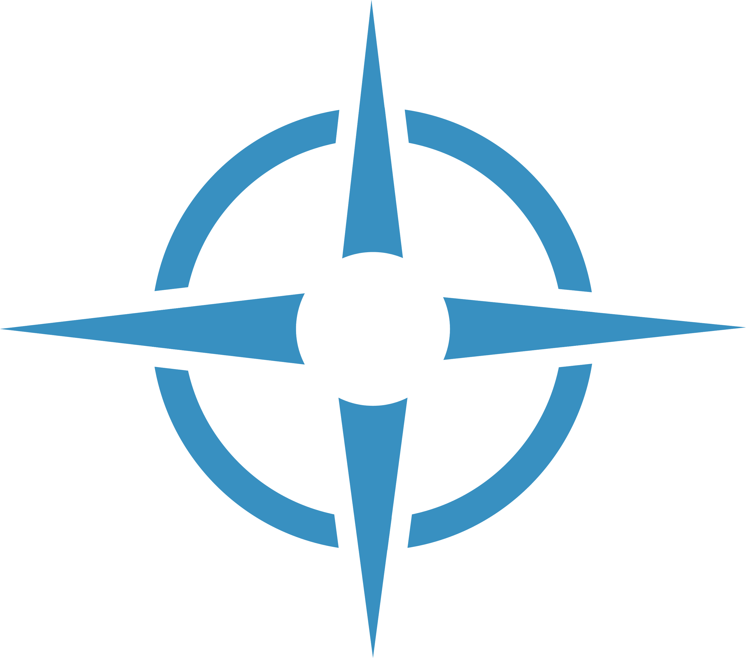 NATO emblem with a blue compass rose and a black circle in the center on a transparent background.