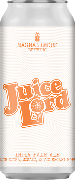 A can of Magnanimous's best selling hazy IPA, Juice Lord
