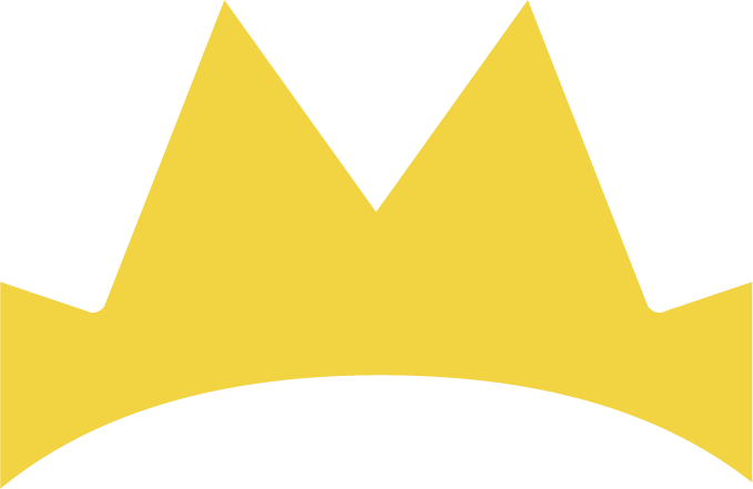 Yellow crown with black tips on black background