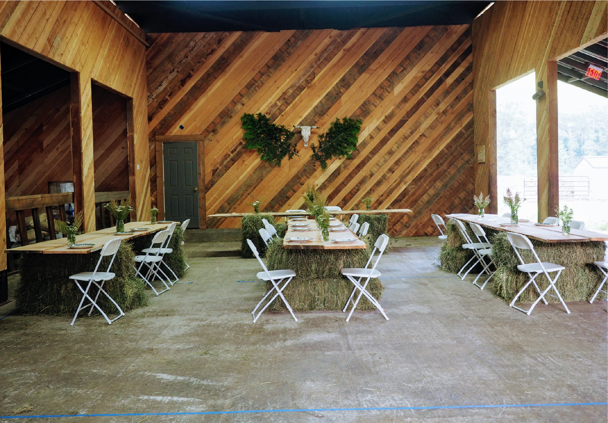 Indoor Barn Reception Table Settings