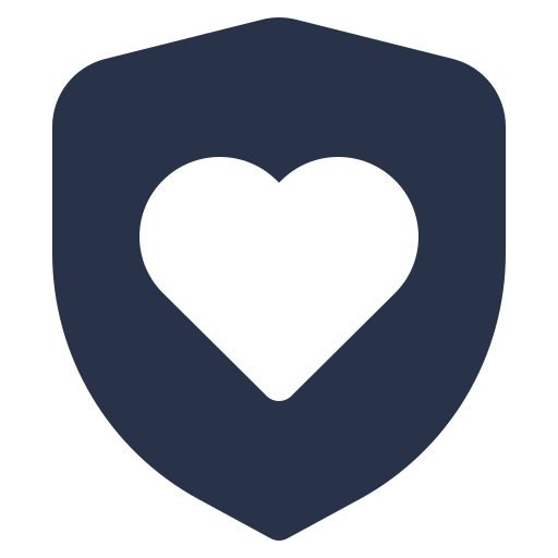 An icon with a shield and heart.