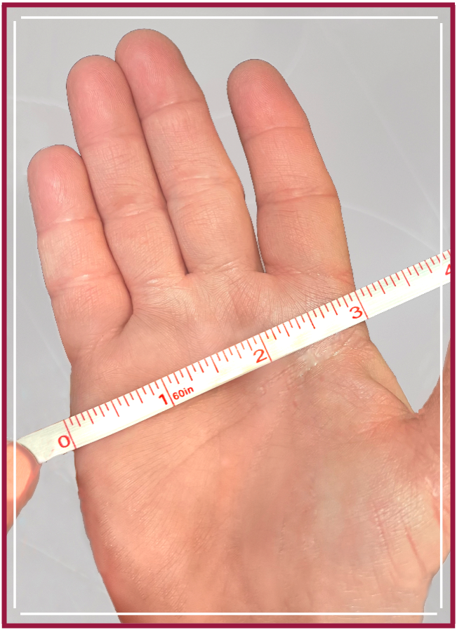 Palm width measurement for custom DBx knife handle fitting — this is all it takes