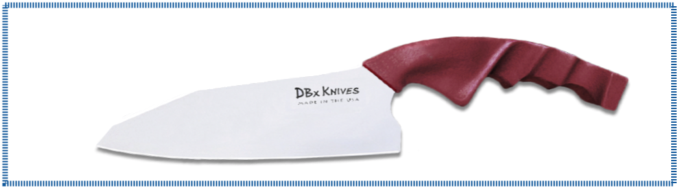 DBx 6 inch chef knife right handed 76mm fitted handle — dark red