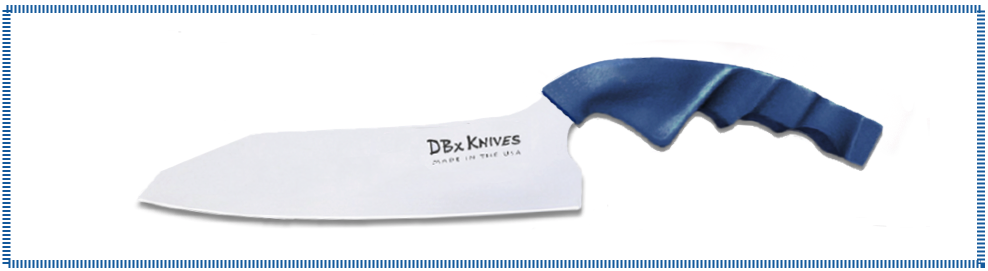 DBx 6 inch right handed compact chef knife 78mm fitted handle — navy blue