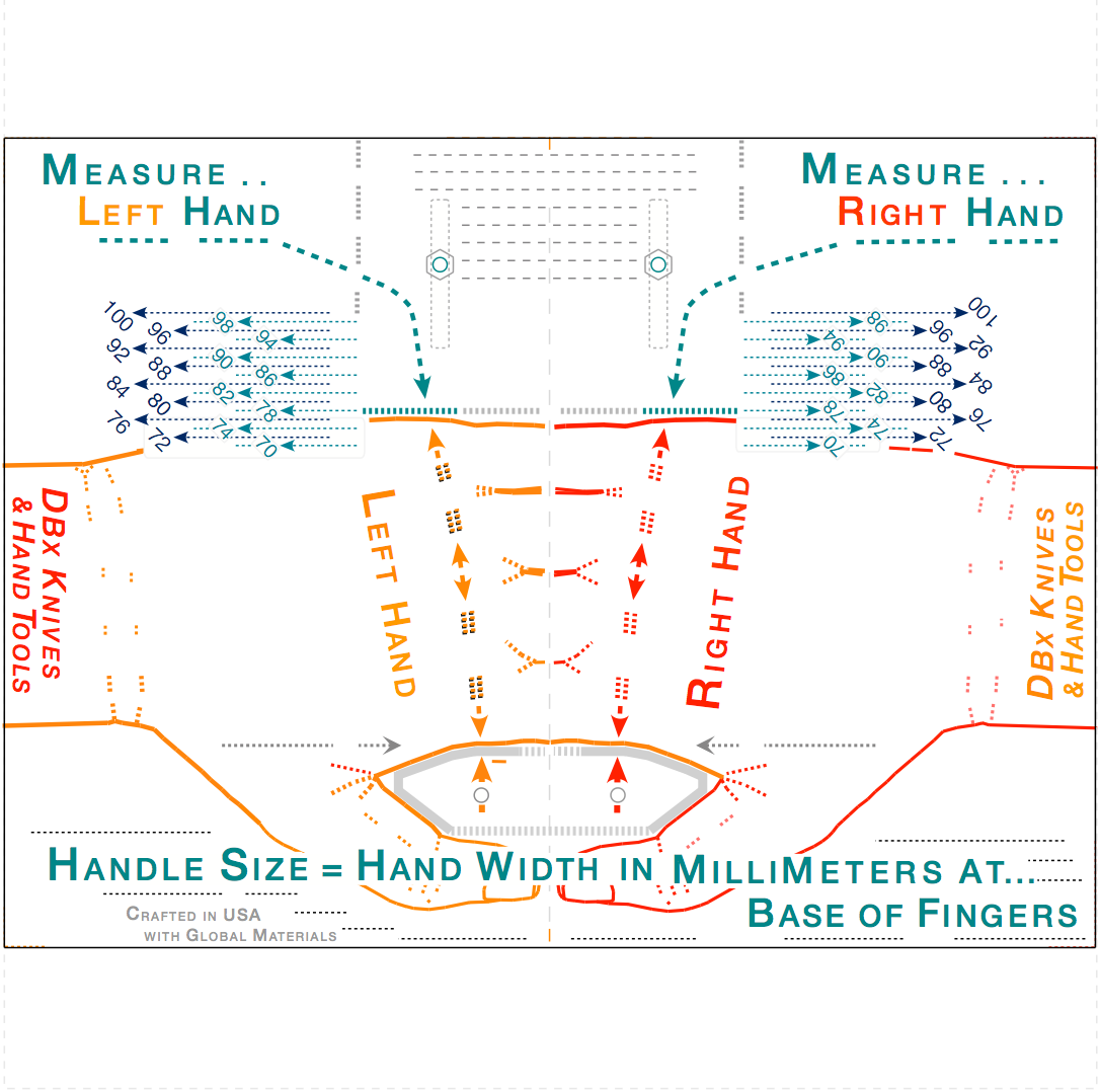 Measure your hand width in millimeters to find your correct DBx handle size. Reusable, simple to use, and crafted in USA with Global Materials.