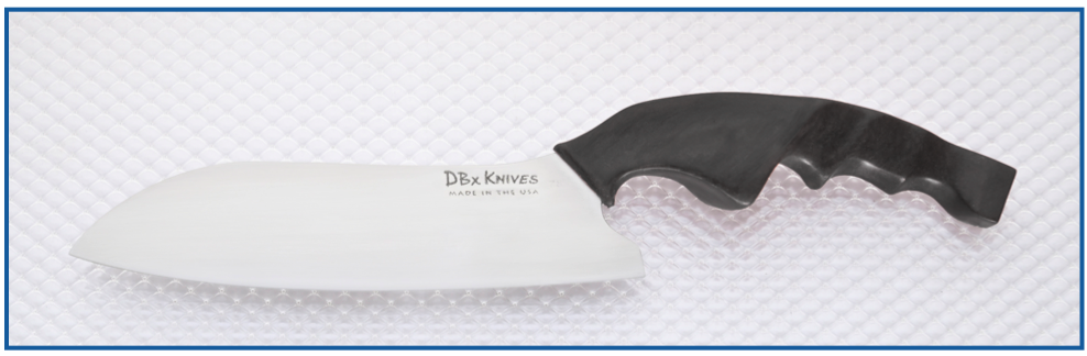 DBx 6.7 inch santoku right handed 78mm fitted handle — charcoal gray