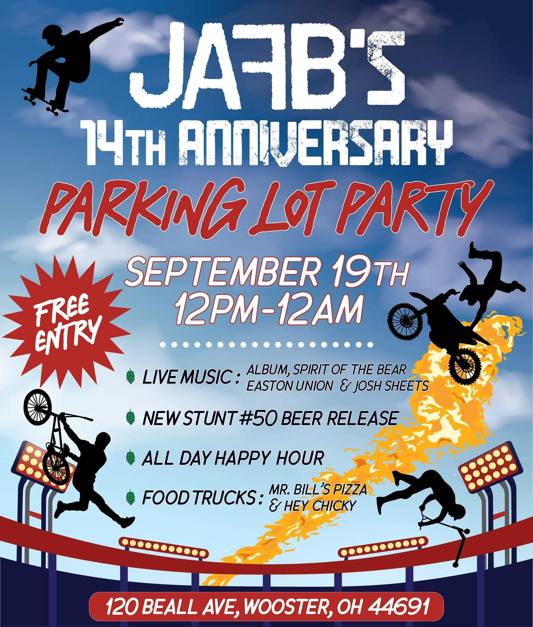 Wanna see us do a Stunt? Well get ready, because we have a few big ones planned for ya&hellip;

Our 14th Birthday is right around the corner &amp; we are throwing YOU a parking lot party! This party has everything: Amazing live music, your favorite b