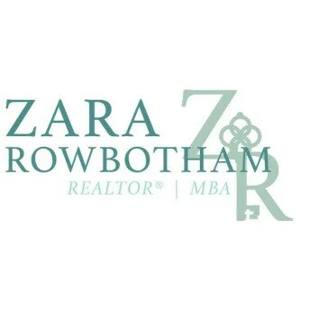 Zara Rowbotham's branding logo with her name and titles, including Realtor and MBA, alongside her initials Z R.