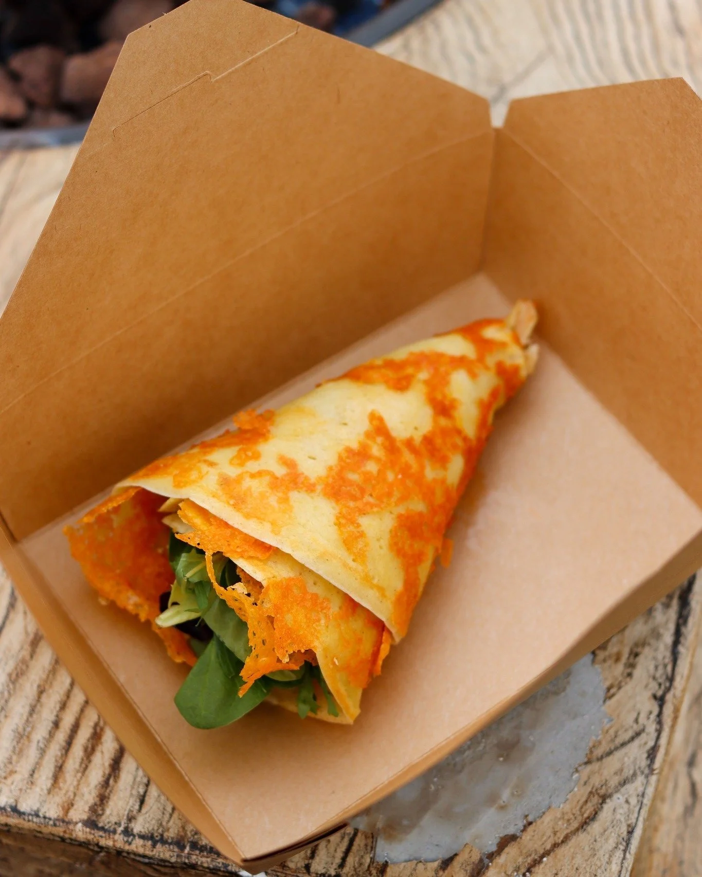 This isn&rsquo;t your average crepe.

Meet the Thai Chicken Peanut Sauce Crepe. 🤝

Crispy cheddar shell.
Crushed almonds.
Rich satay peanut sauce.
Absolute obsession.