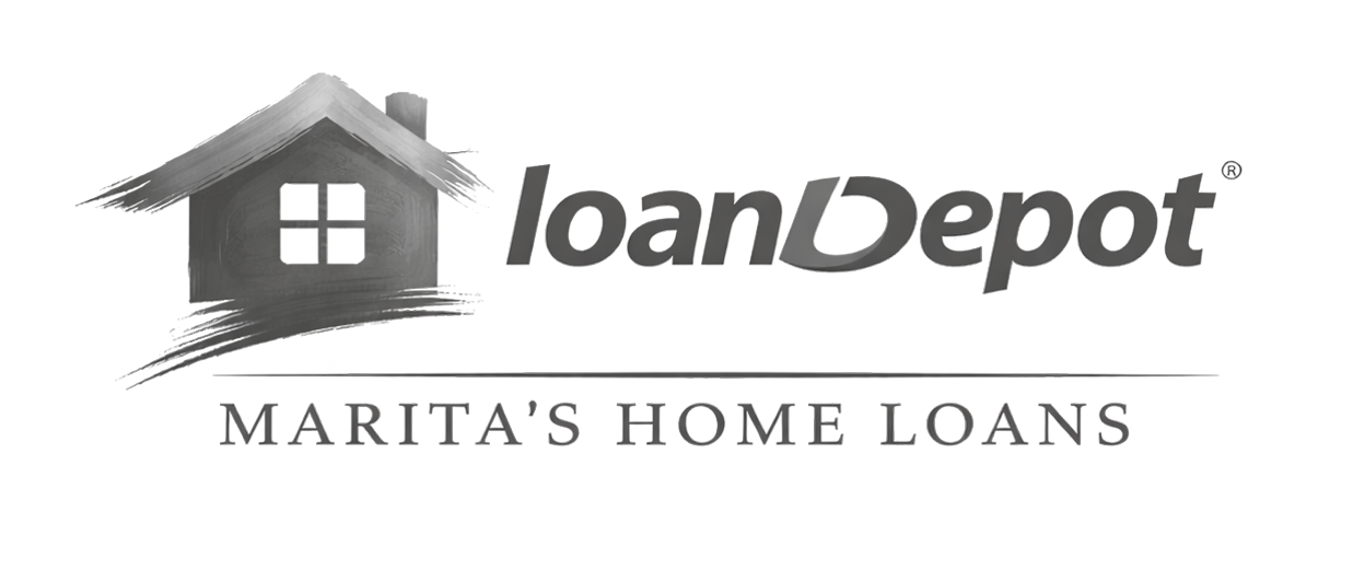 Logo for LoanDepot with a house graphic and the text 'LoanDepot' above 'Marla's Home Loans'.