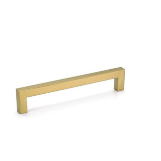 homdiy 6 Pack 5 Inch Brushed Brass Cabinet Handles, Square Gold Cabinet Pulls, Hole Centers 5 Inch, Rust-Resistant, for Kitchen Cabinets, Cupboards and Drawers