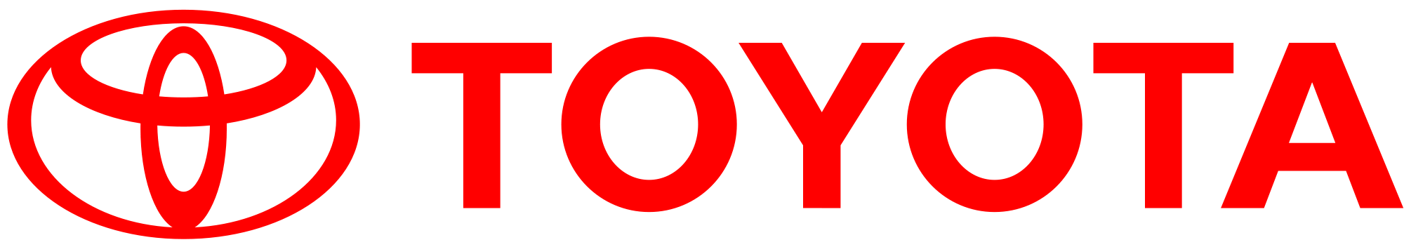 Toyota logo in red.