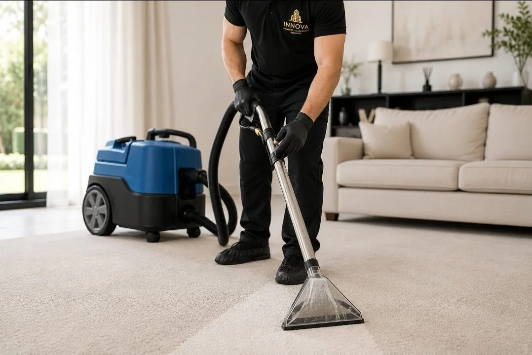 Professional carpet cleaning using extraction equipment to remove dirt, stains and improve carpet appearance in London properties.