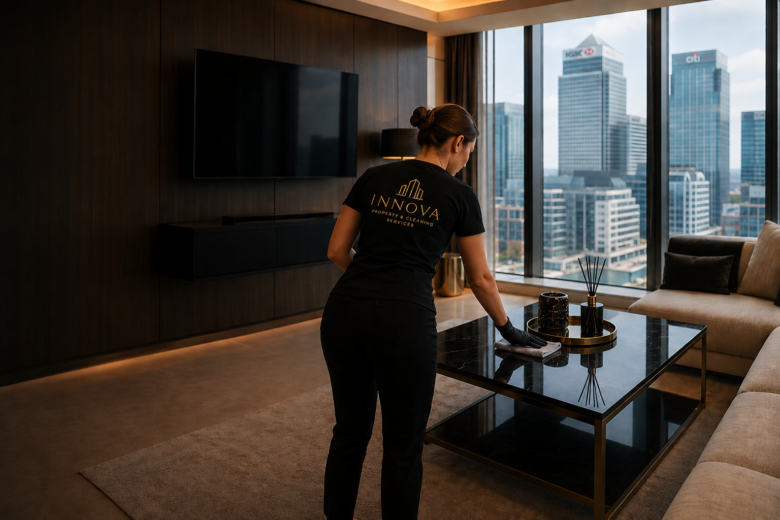 Commercial cleaning team providing professional cleaning services for modern business premises in London.