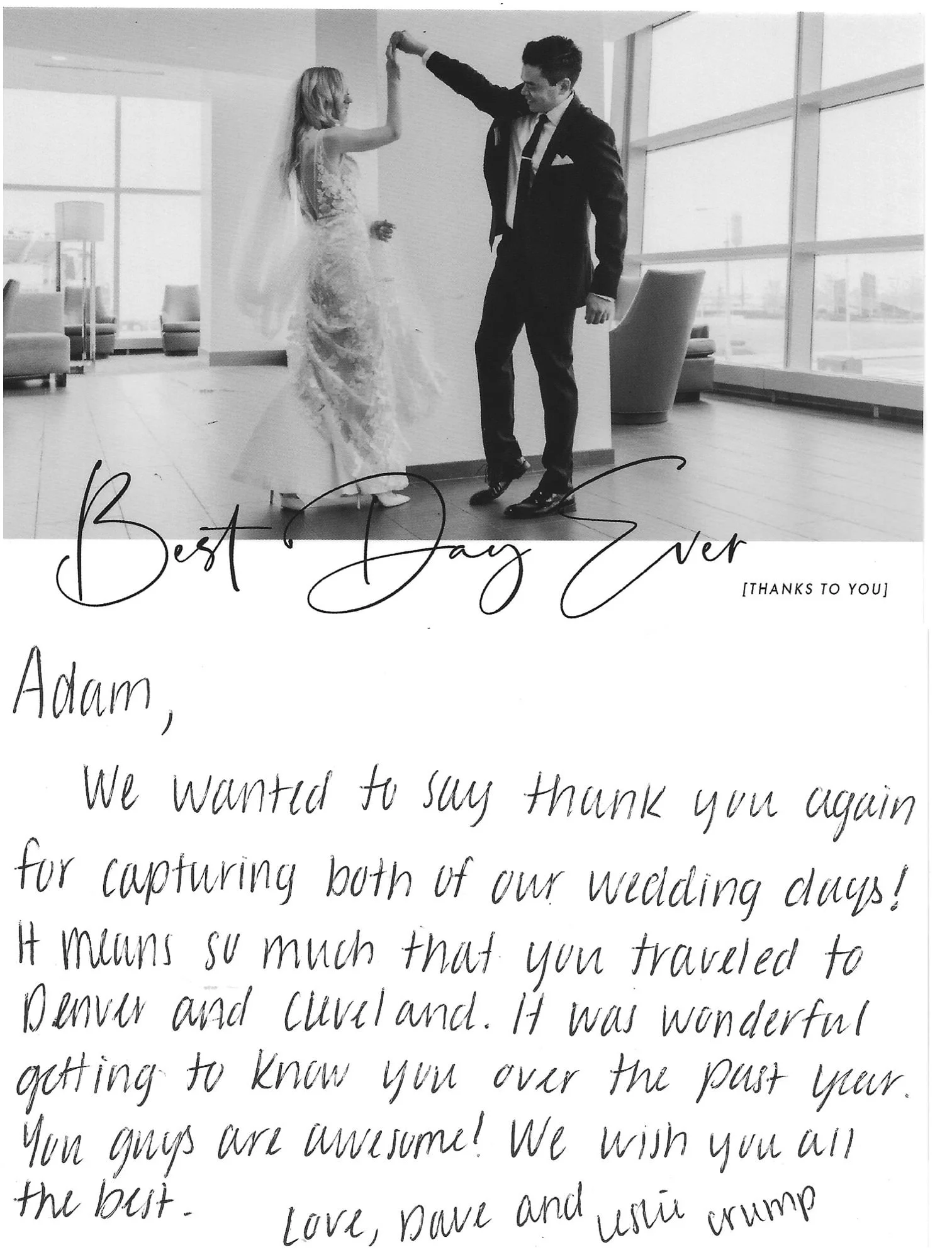 Beautiful Wedding Couple Thank You Note