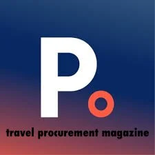 Logo of a travel procurement magazine with a large white 'P' and a red circle, and the text 'travel procurement magazine' below.
