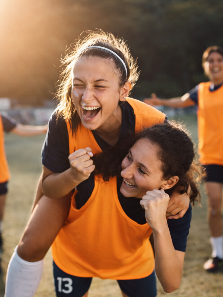 Soccer team celebration
