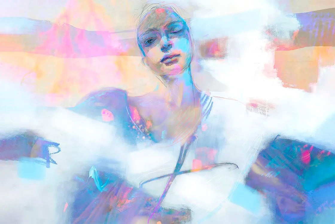 Abigaile - 30" x 20", 1 of 1, Acrylics and Pigment Ink on primed aluminum, also developed into an experimental video.