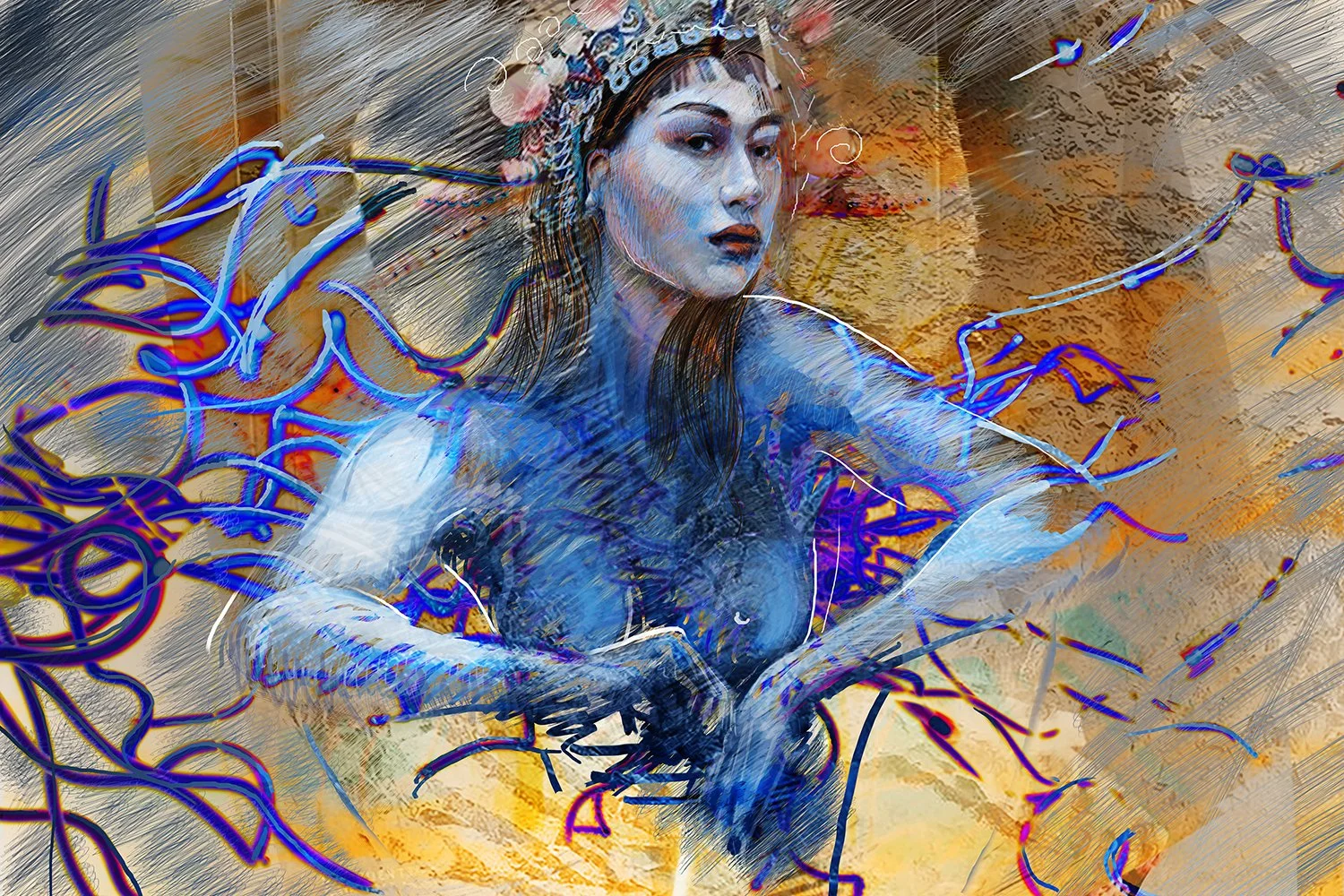 Transgressions of a Madwoman -  36" x 28", 1 of 1, Chalk Pastels and Pigment Ink on Somerset Velvet 100% Rag Paper