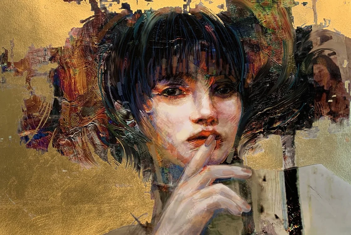 Maxine - 38" x 44", 1 of 2
Chalk Pastels, Gold Metallic Foil and Pigment Ink on Hahnemühle William Turner 100% Rag Paper
Acrylics and Pigment Ink on primed Aluminum