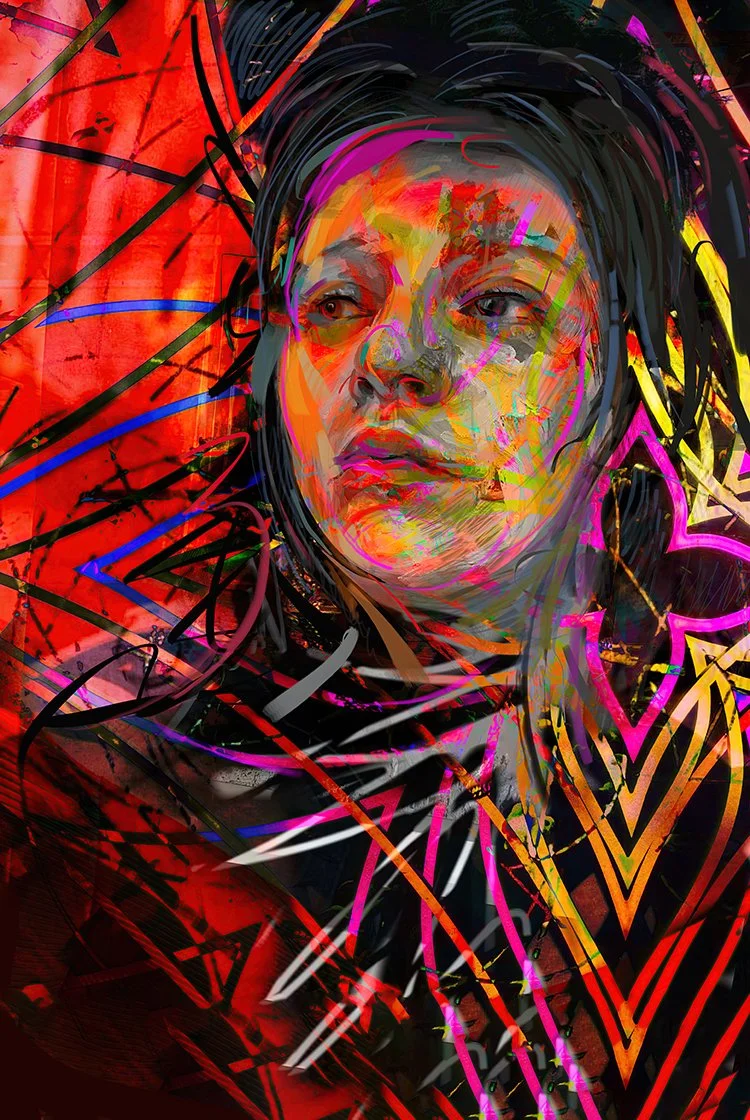 Jennie - 20" x 30", 1 of 1, Acrylics and Pigment Ink on primed aluminum
