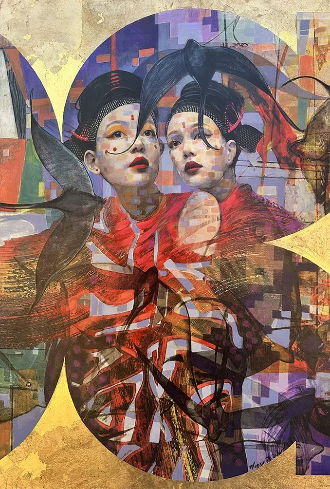 Seishin - 20" x 30", 1 of 1, Acrylics, Gold Leaf, and Pigment Ink on Washi Paper