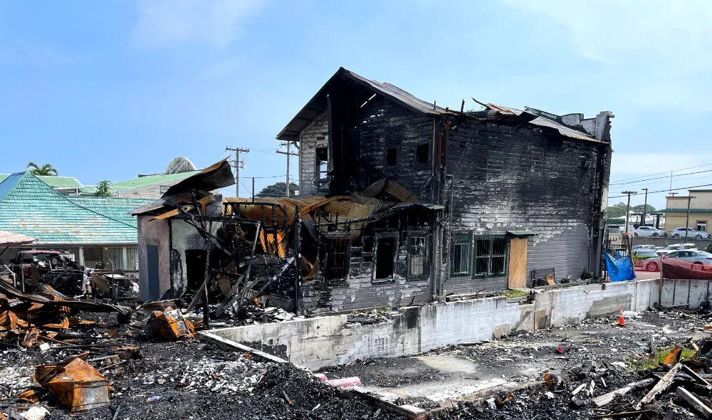 Burned out buildings in Downtown Hilo