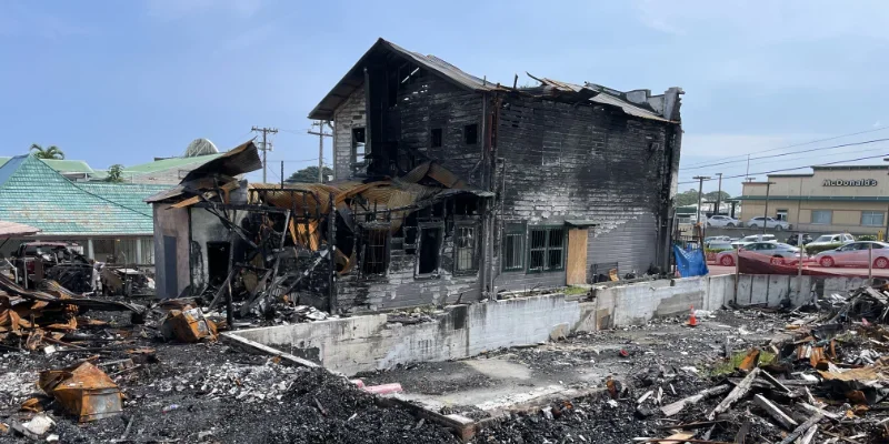 Burned out buildings in Downtown Hilo