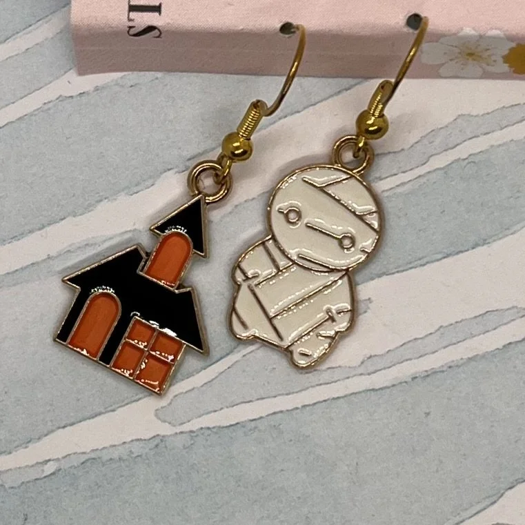 Colorful Characters Halloween Mismatched Earrings