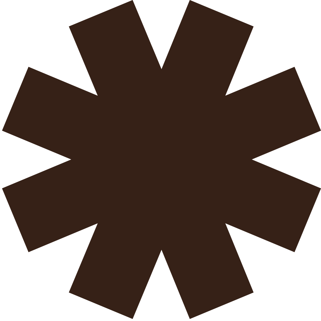 Black background with a large, centered, dark brown asterisk symbol.