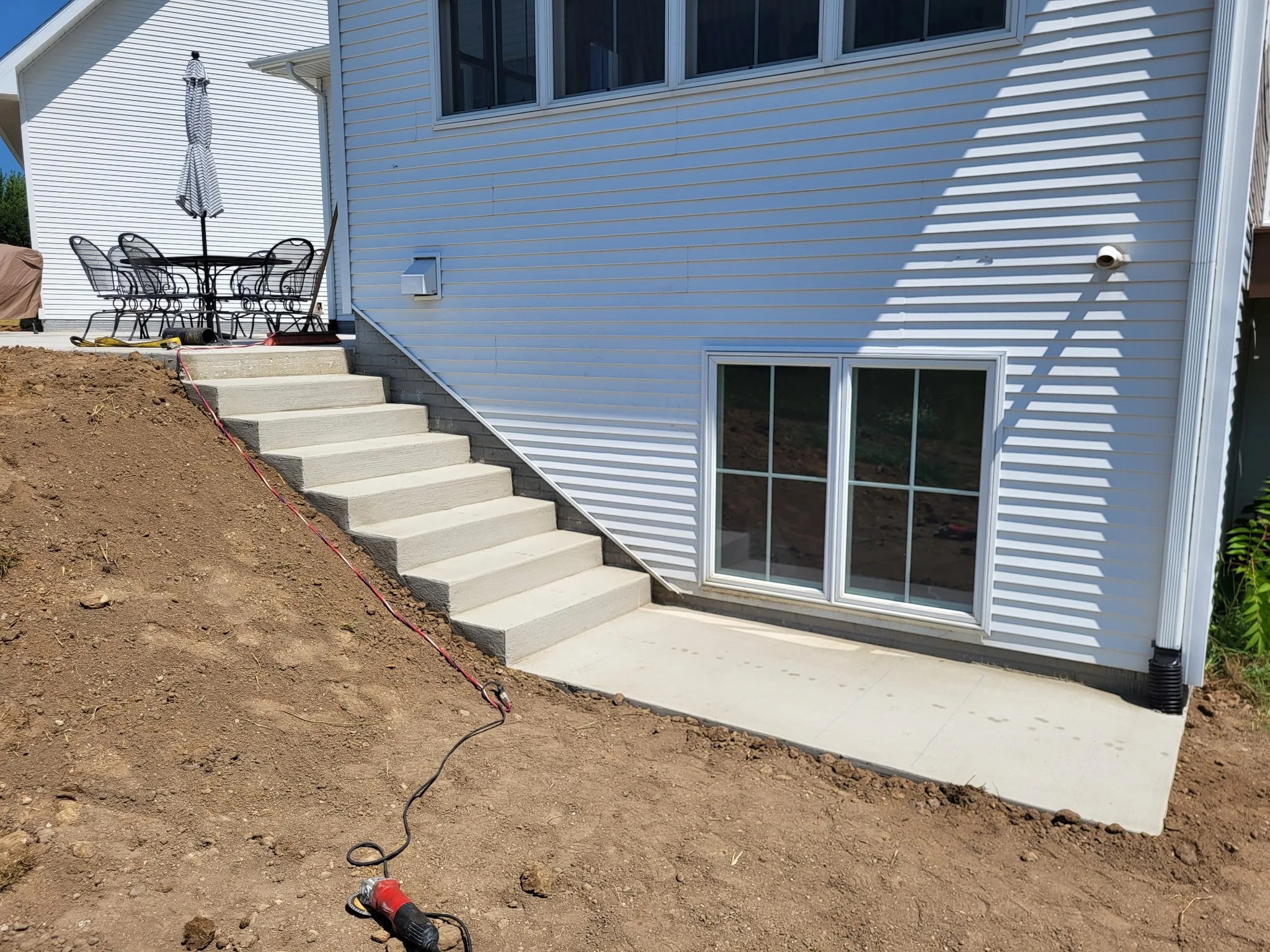 Professionally poured concrete stairs.