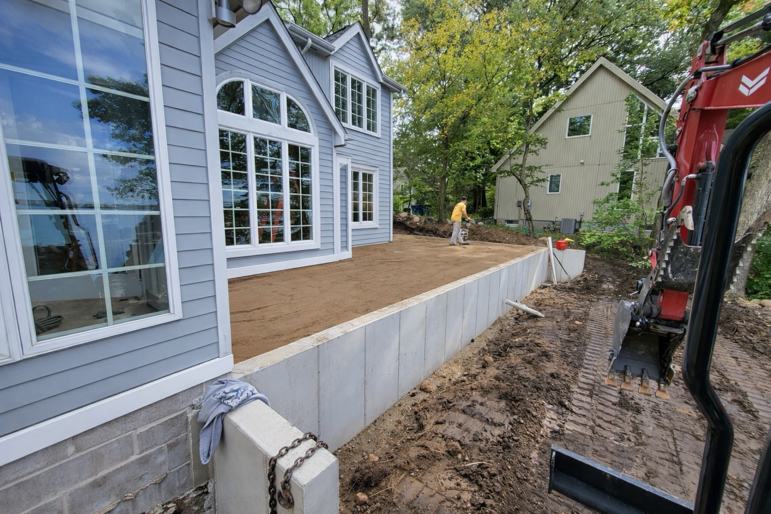 Concrete construction foundation wall.