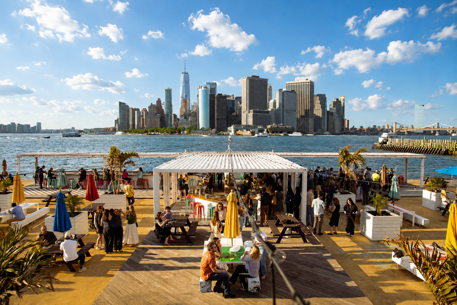 photography from six coasts bar with new york skyline as background