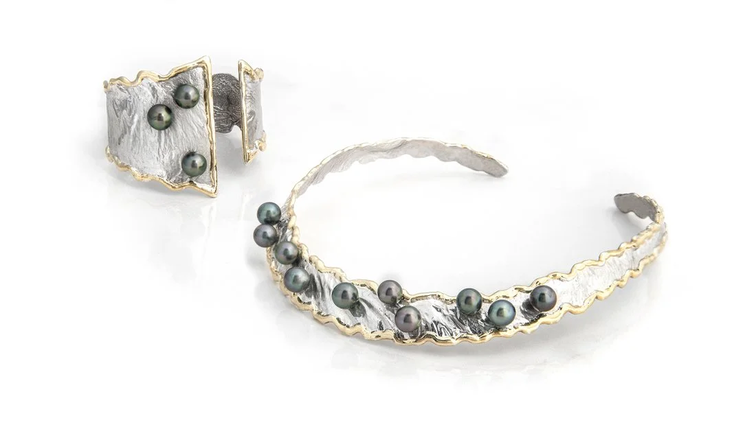 Dancing Pearls Sterling Silver,14K Gold,Tahitian Pearls